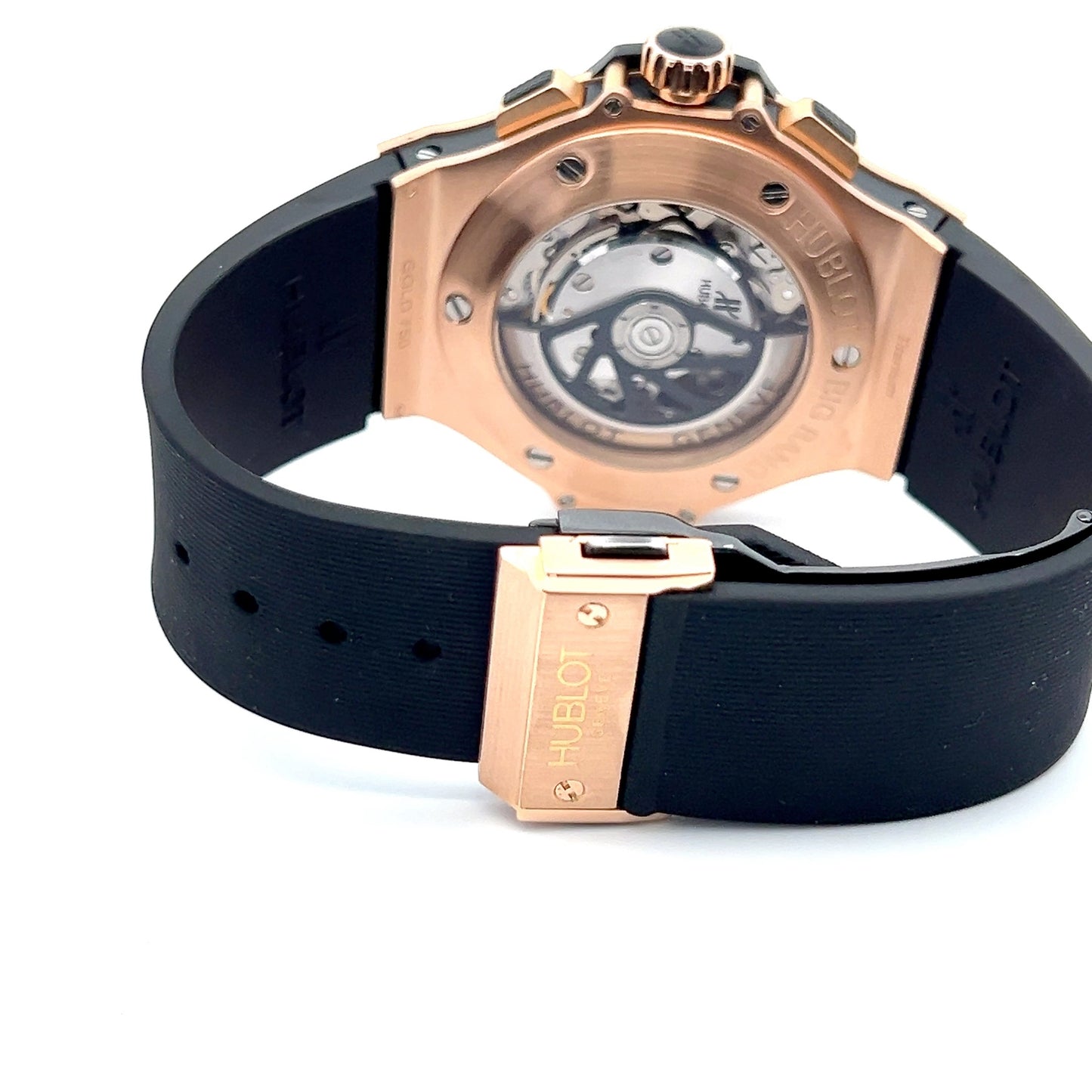 Hublot Big Bang Automatic Mens 18k Rose Gold Case With Rubber Strap Authentic Luxury Timepiece