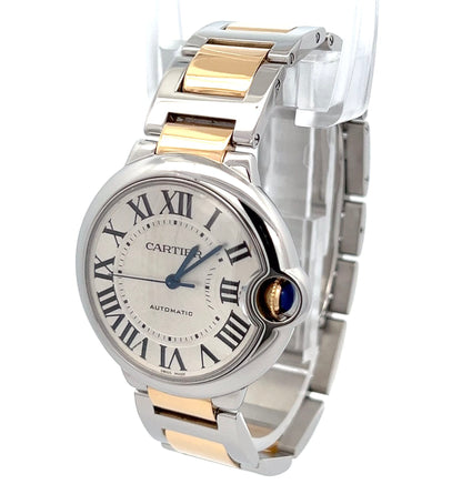 Cartier Ballon Bleu Automatic Men's Steel Case With 18K Rose Gold / Steel Strap Authentic Luxury Timepiece