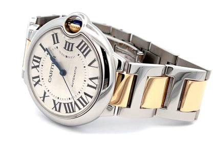Cartier Ballon Bleu Automatic Men's Steel Case With 18K Rose Gold / Steel Strap Authentic Luxury Timepiece