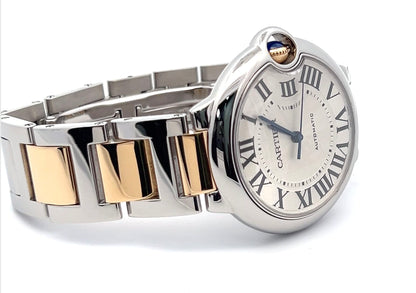 Cartier Ballon Bleu Automatic Men's Steel Case With 18K Rose Gold / Steel Strap Authentic Luxury Timepiece