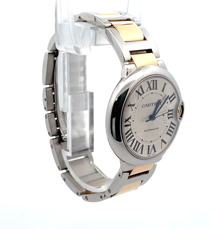 Cartier Ballon Bleu Automatic Men's Steel Case With 18K Rose Gold / Steel Strap Authentic Luxury Timepiece