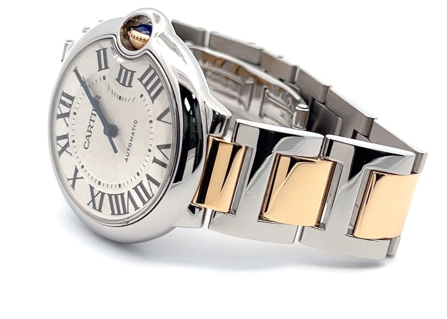 Cartier Ballon Bleu Automatic Men's Steel Case With 18K Rose Gold / Steel Strap Authentic Luxury Timepiece