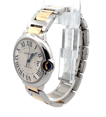 Cartier Ballon Bleu Automatic Men's Steel Case With 18K Rose Gold / Steel Strap Authentic Luxury Timepiece