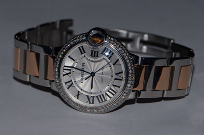 Cartier Ballon Bleu Automatic Men's Steel Case With 18K Rose Gold / Steel Strap Authentic Luxury Timepiece