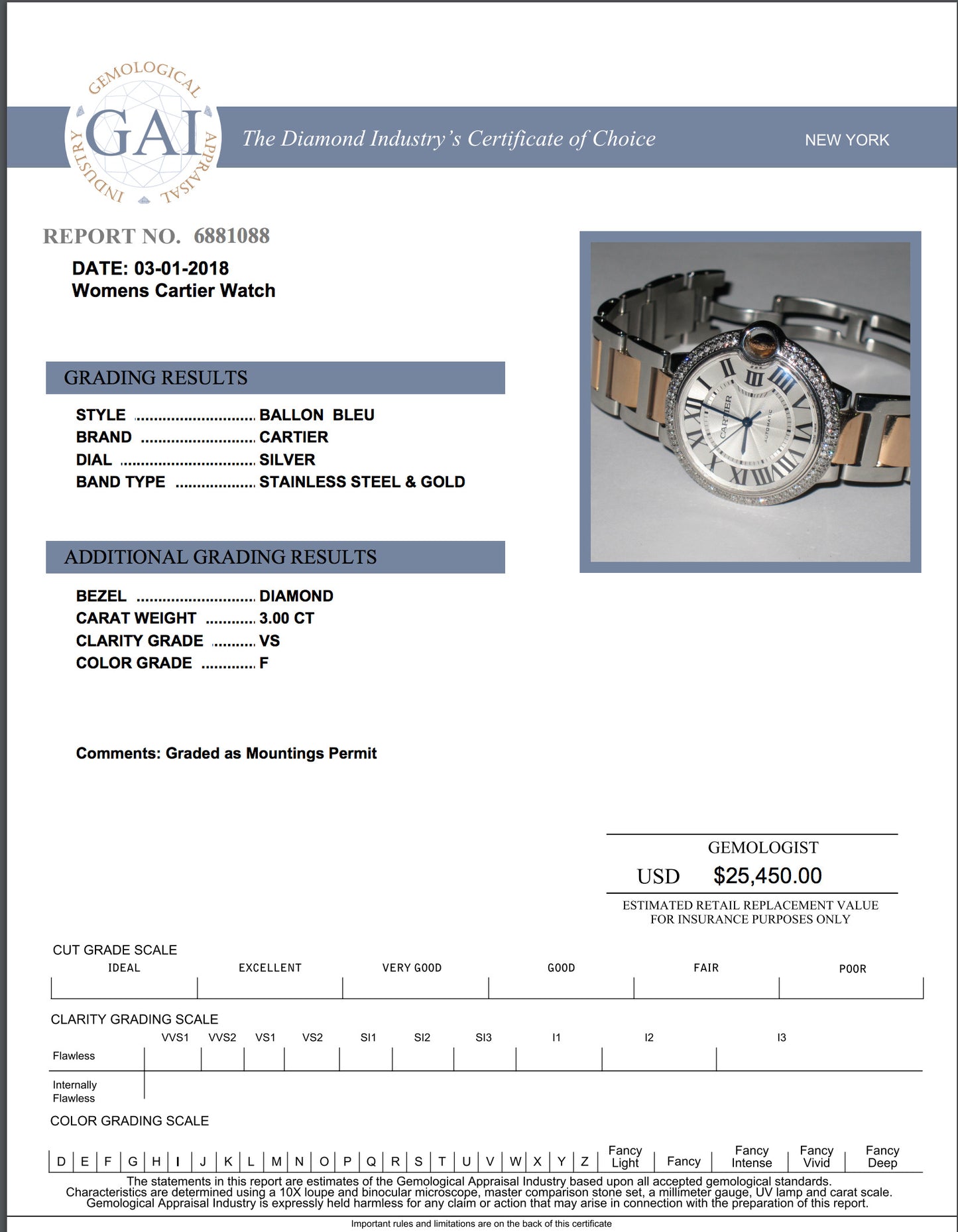 Cartier Ballon Bleu Automatic Men's Steel Case With 18K Rose Gold / Steel Strap Authentic Luxury Timepiece