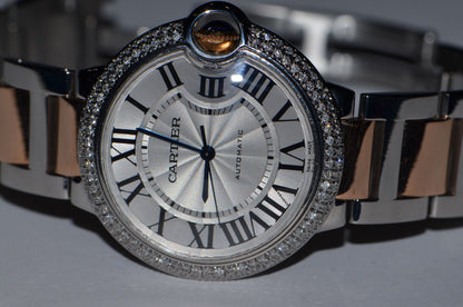 Cartier Ballon Bleu Automatic Men's Steel Case With 18K Rose Gold / Steel Strap Authentic Luxury Timepiece