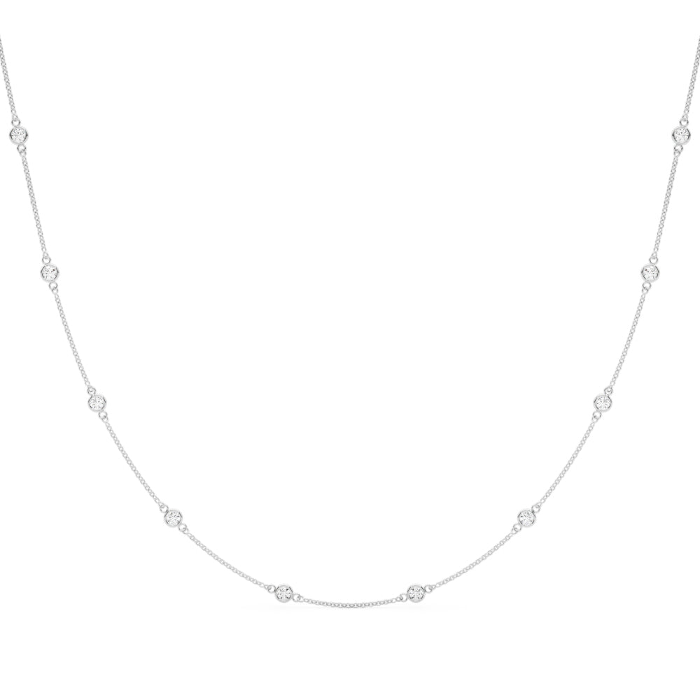 14K White Gold 18 10 Station Dia Necklace With 1.50 TCW Diamond (Lab Grown VS-SI1, E/F/G)