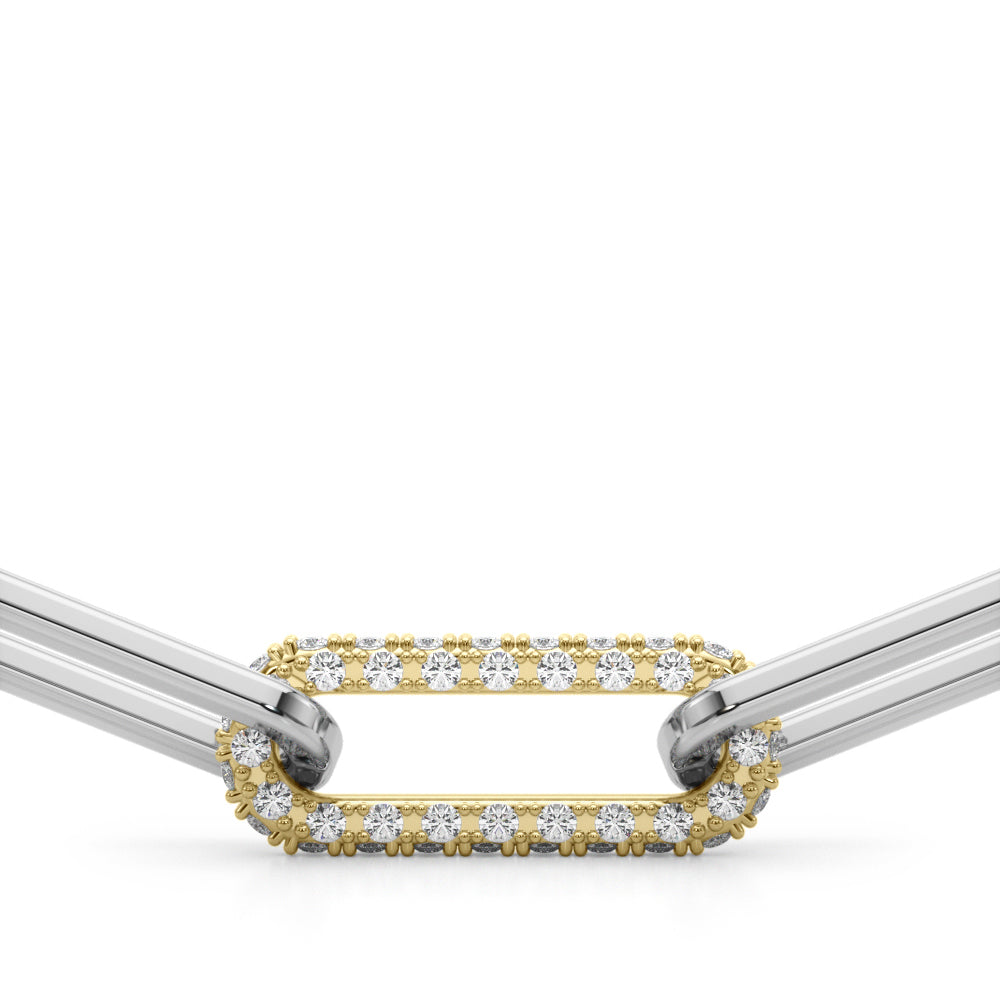 14K White and Yellow Gold 17 Inch Dia Paper Clip Necklace With 1.41 TCW Diamond (Lab Grown VS-SI1, E/F/G)