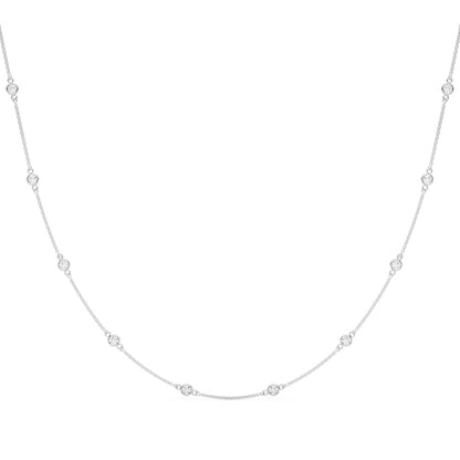 14K White Gold 18 10 Station Dia Necklace With 0.50 TCW Diamond (Lab Grown VS-SI1, E/F/G)