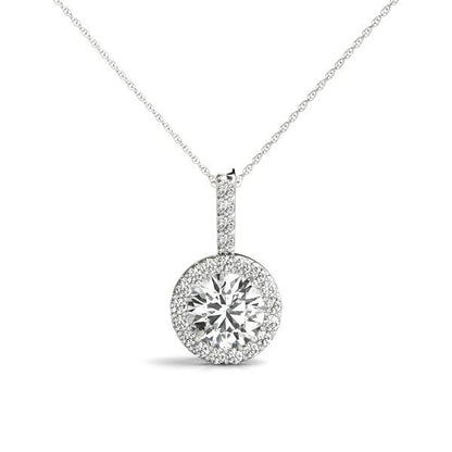 14K White Gold Pendants Halo With 0.21 TCW Diamond (Lab Grown VS-SI1, E/F/G)
