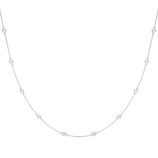 14K White Gold 18 10 Station Dia Necklace With 2 TCW Diamond (Lab Grown VS-SI1, E/F/G)