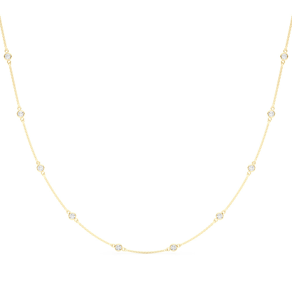 14K White Gold 18 10 Station Dia Necklace With 1 TCW Diamond (Lab Grown VS-SI1, E/F/G)