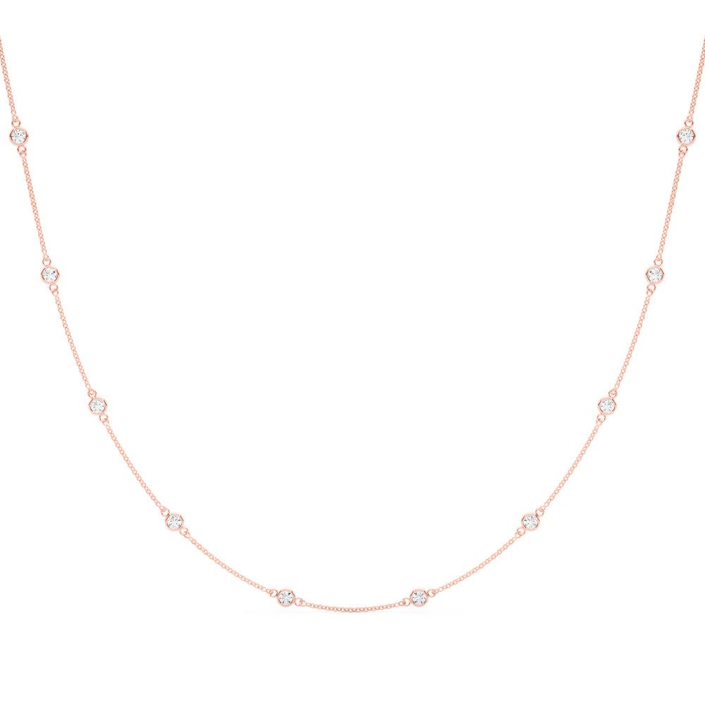 14K White Gold 18 10 Station Dia Necklace With 1 TCW Diamond (Lab Grown VS-SI1, E/F/G)