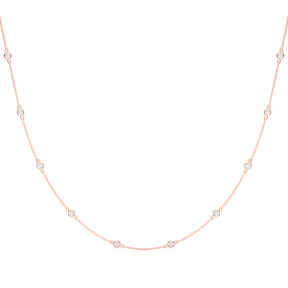 14K White Gold 18 10 Station Dia Necklace With 1 TCW Diamond (Lab Grown VS-SI1, E/F/G)