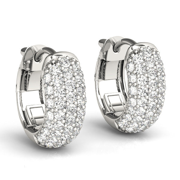 14K White Gold .5 Inch 5 Row Pave Earrings With 0.41 TCW Diamond (SI1-SI2, G-H)
