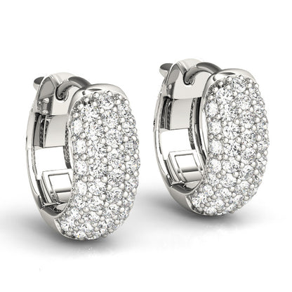 14K White Gold .5 Inch 5 Row Pave Earrings With 0.41 TCW Diamond (SI1-SI2, G-H)
