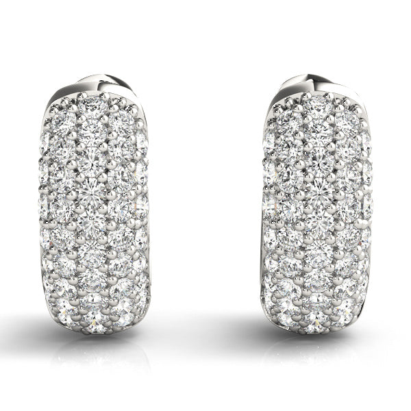 14K White Gold .5 Inch 5 Row Pave Earrings With 0.41 TCW Diamond (SI1-SI2, G-H)