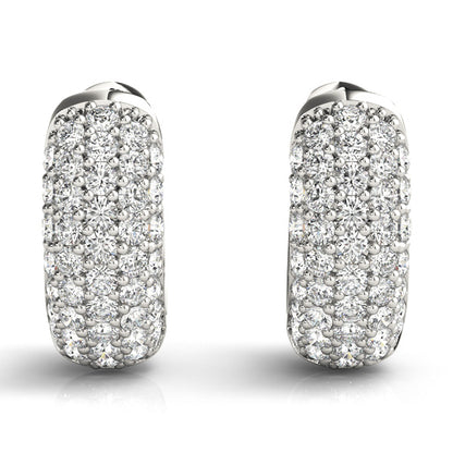 14K White Gold .5 Inch 5 Row Pave Earrings With 0.41 TCW Diamond (SI1-SI2, G-H)