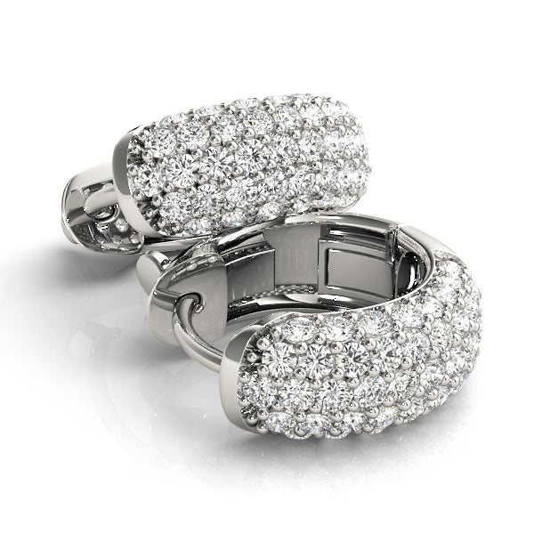 14K White Gold .5 Inch 5 Row Pave Earrings With 0.41 TCW Diamond (SI1-SI2, G-H)