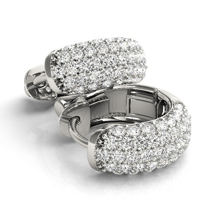 14K White Gold .5 Inch 5 Row Pave Earrings With 0.41 TCW Diamond (SI1-SI2, G-H)