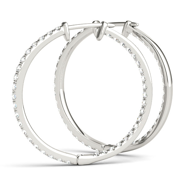 14K White Gold Earrings Hoop Earrings Standard Hoops With 0.30 TCW Diamond (SI1, G)