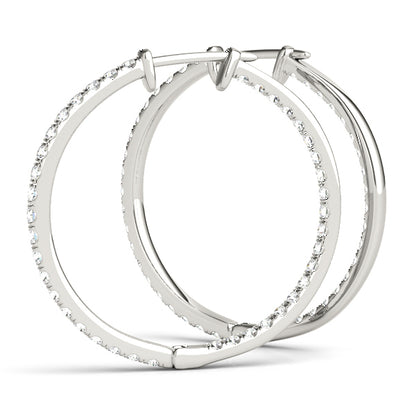 14K White Gold Earrings Hoop Earrings Standard Hoops With 0.30 TCW Diamond (SI1, G)