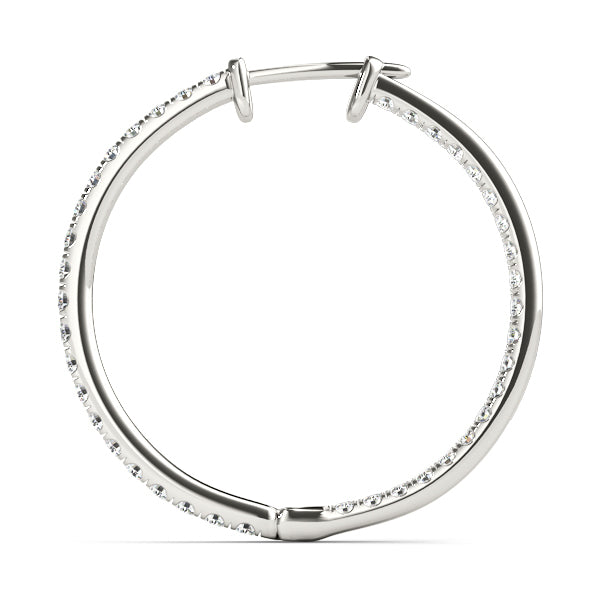 14K White Gold Earrings Hoop Earrings Standard Hoops With 0.30 TCW Diamond (SI1, G)