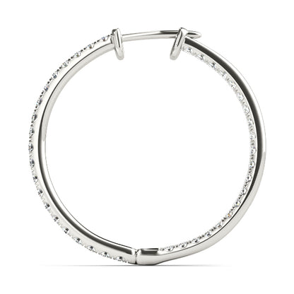 14K White Gold Earrings Hoop Earrings Standard Hoops With 0.30 TCW Diamond (SI1, G)