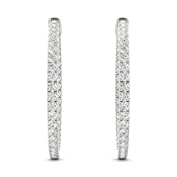 14K White Gold Earrings Hoop Earrings Standard Hoops With 0.30 TCW Diamond (SI1, G)