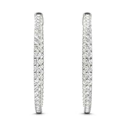 14K White Gold Earrings Hoop Earrings Standard Hoops With 0.30 TCW Diamond (SI1, G)