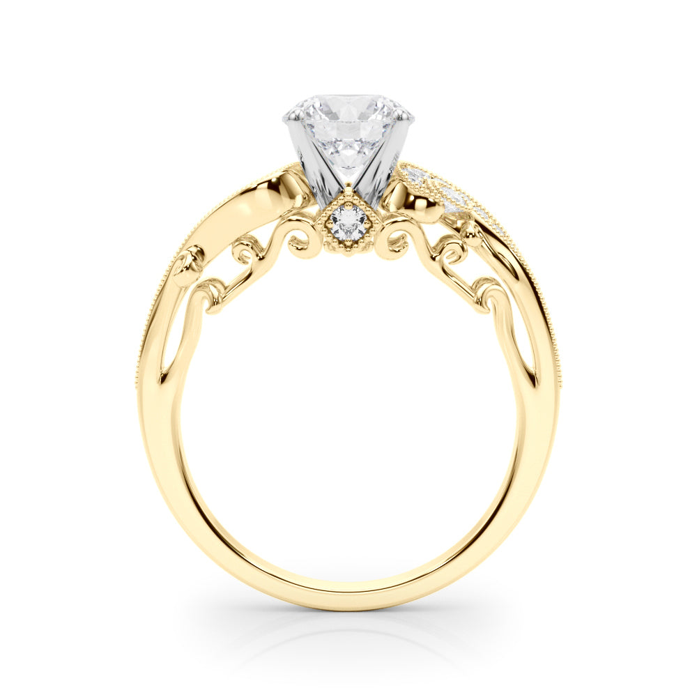 14K Yellow Gold Engagement Rings Antique With 0.15 TCW Diamond (Lab Grown VS-SI1, E/F/G)