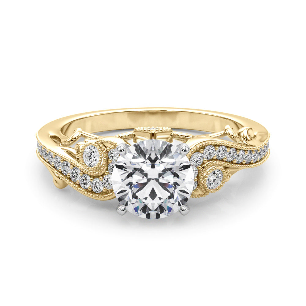 14K Yellow Gold Engagement Rings Antique With 0.15 TCW Diamond (Lab Grown VS-SI1, E/F/G)