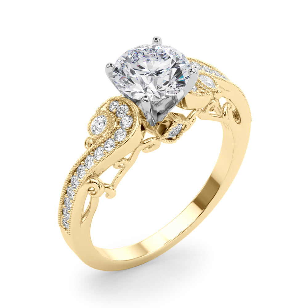 14K Yellow Gold Engagement Rings Antique With 0.15 TCW Diamond (Lab Grown VS-SI1, E/F/G)