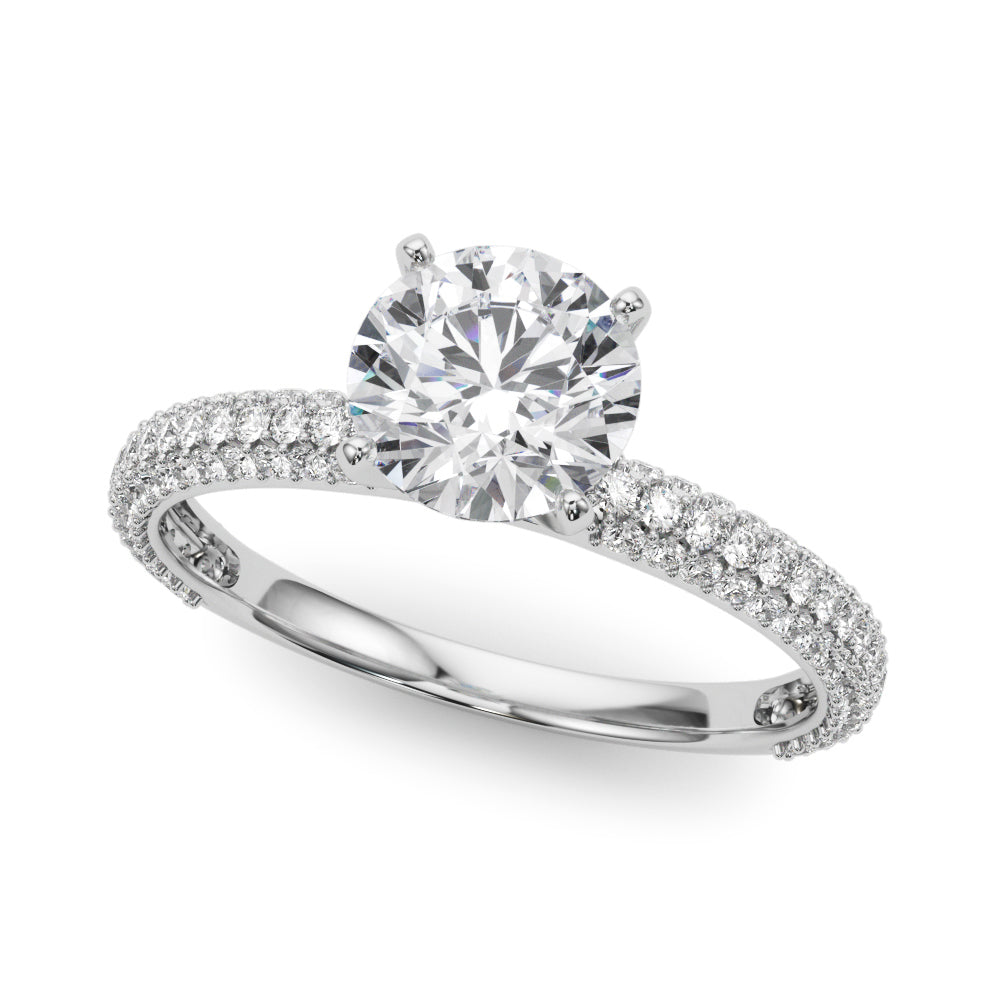 14K White Gold Engagement Rings Pave With 0.47 TCW Diamond (Lab Grown VS-SI1, E/F/G)