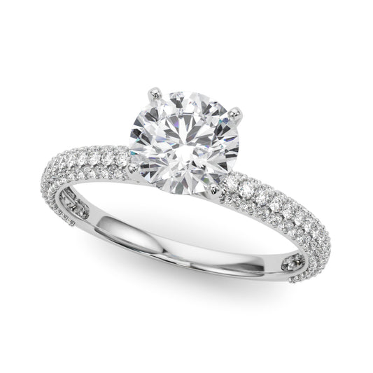 14K White Gold Engagement Rings Pave With 0.47 TCW Diamond (Lab Grown VS-SI1, E/F/G)