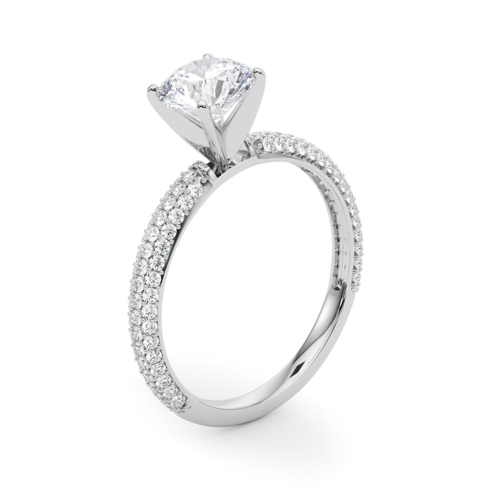 14K White Gold Engagement Rings Pave With 0.47 TCW Diamond (Lab Grown VS-SI1, E/F/G)