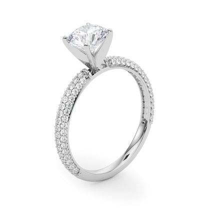 14K White Gold Engagement Rings Pave With 0.47 TCW Diamond (Lab Grown VS-SI1, E/F/G)