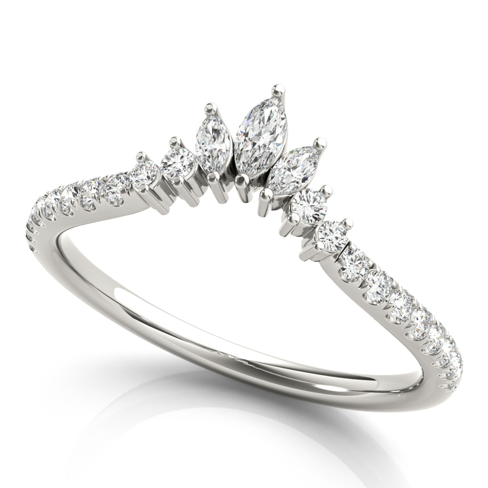 14K White Gold Fashion Ring Marquise And Round With 0.27 TCW Diamond (Lab Grown VS-SI1, E/F/G)