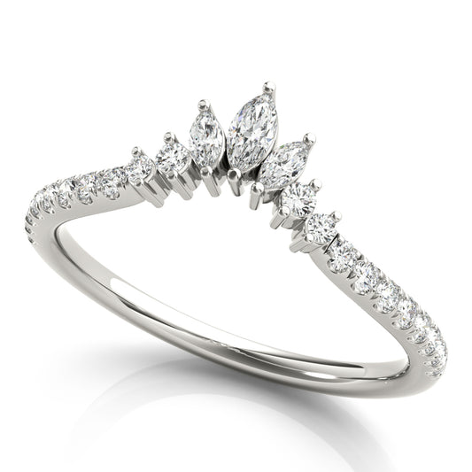 14K White Gold Fashion Ring Marquise And Round With 0.27 TCW Diamond (Lab Grown VS-SI1, E/F/G)