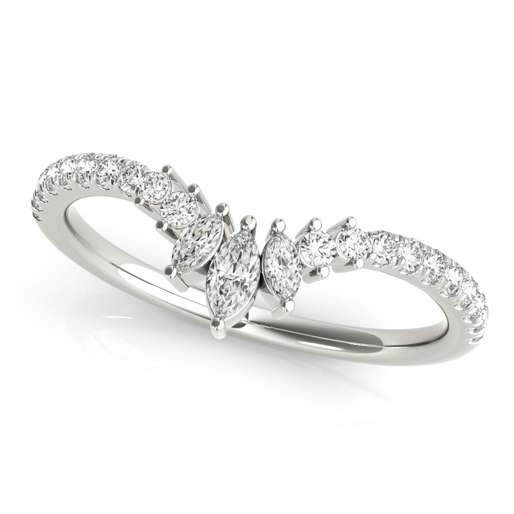 14K White Gold Fashion Ring Marquise And Round With 0.27 TCW Diamond (Lab Grown VS-SI1, E/F/G)