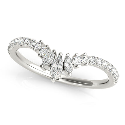 14K White Gold Fashion Ring Marquise And Round With 0.27 TCW Diamond (Lab Grown VS-SI1, E/F/G)