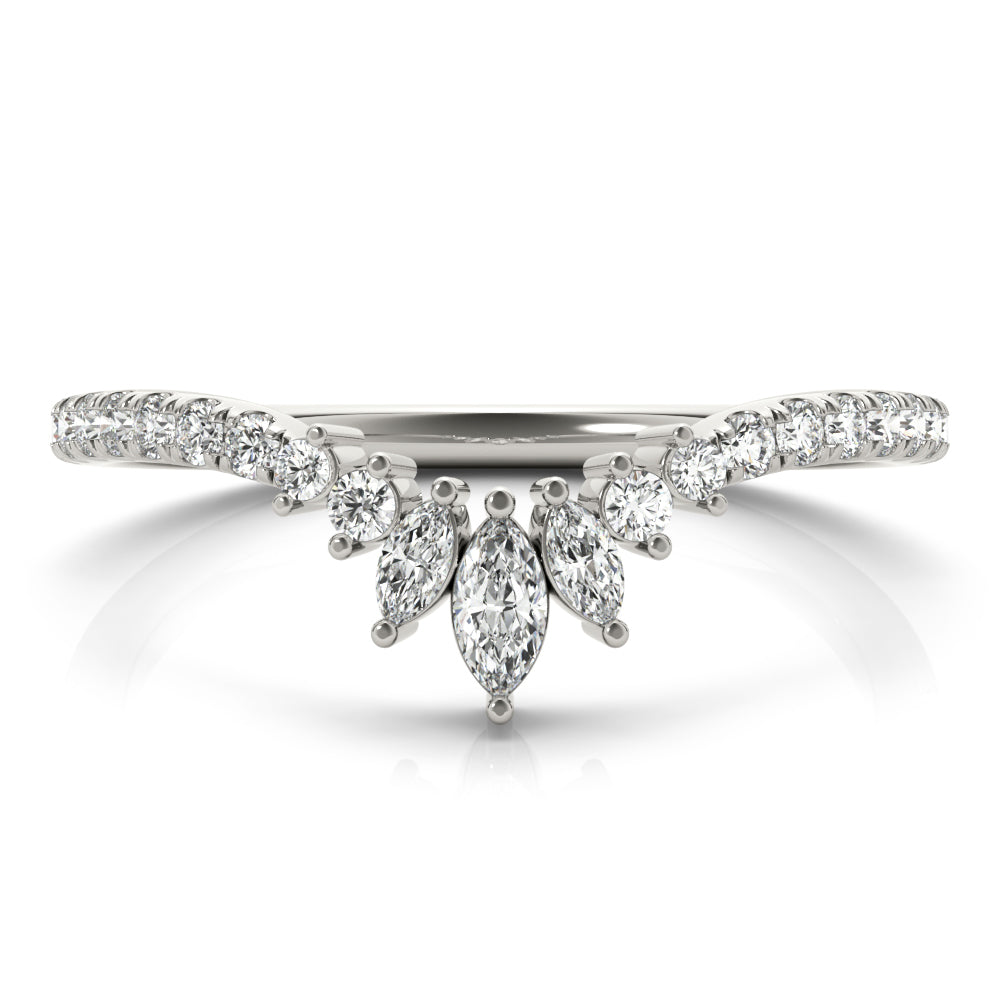 14K White Gold Fashion Ring Marquise And Round With 0.27 TCW Diamond (Lab Grown VS-SI1, E/F/G)