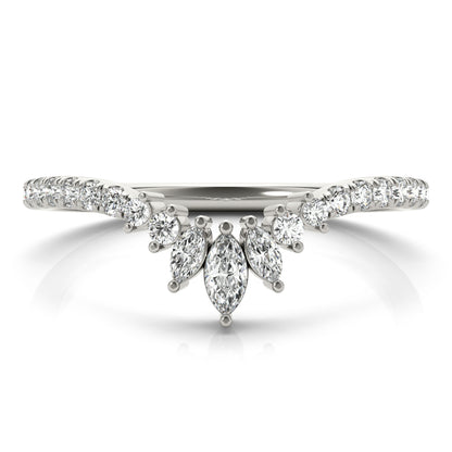 14K White Gold Fashion Ring Marquise And Round With 0.27 TCW Diamond (Lab Grown VS-SI1, E/F/G)