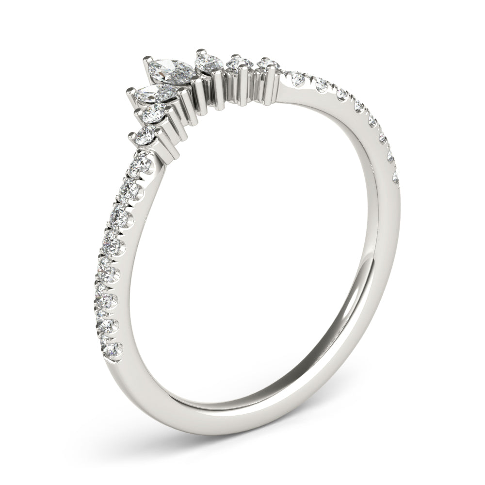 14K White Gold Fashion Ring Marquise And Round With 0.27 TCW Diamond (Lab Grown VS-SI1, E/F/G)