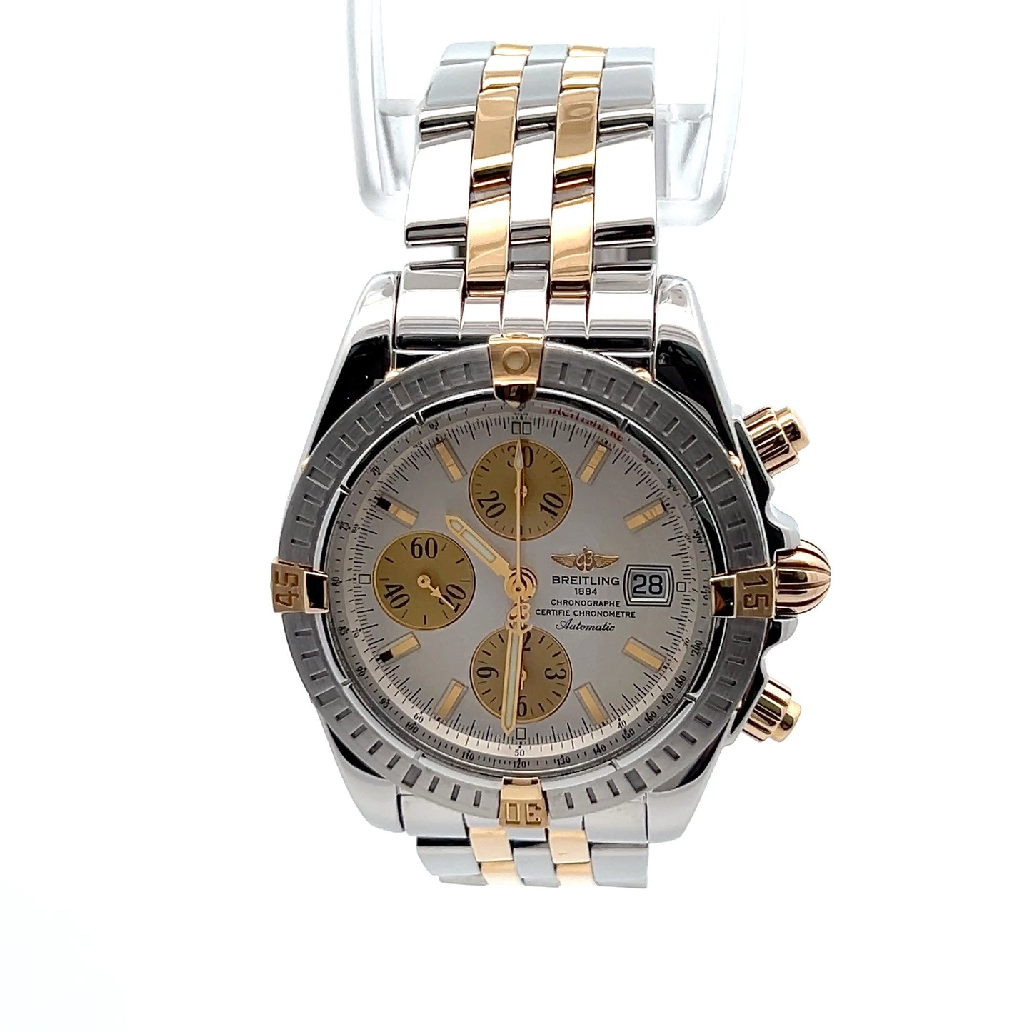 Mens Breitling Chronomat Evolution Chronograph 18K Yellow Gold / Steel Watch