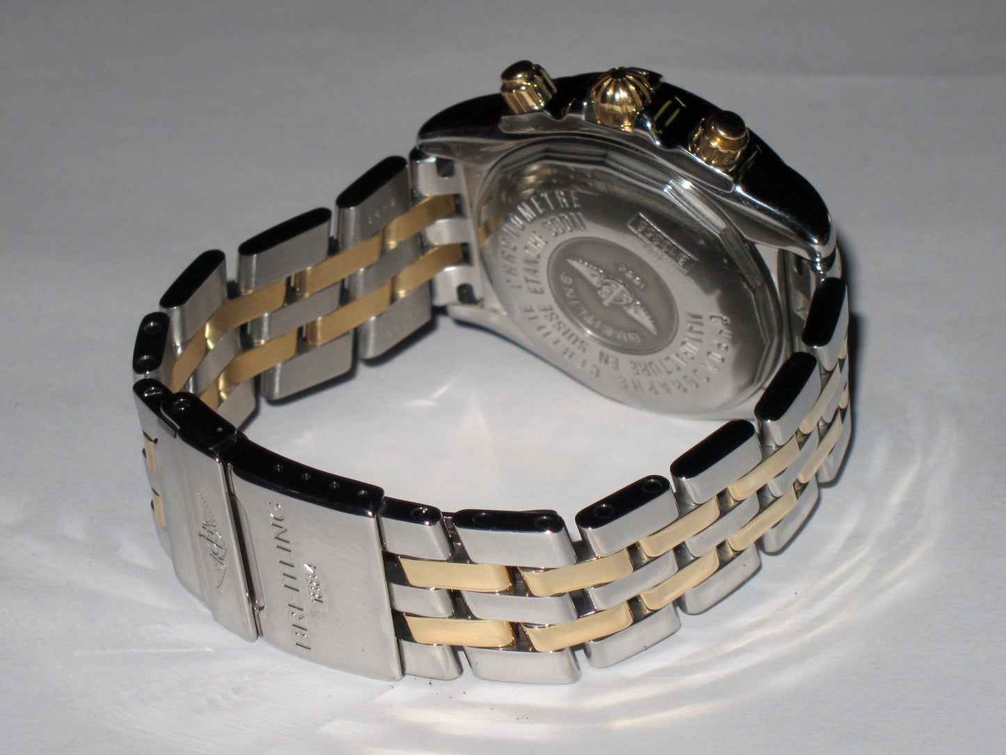 Mens Breitling Chronomat Evolution Chronograph 18K Yellow Gold / Steel Diamond Watch