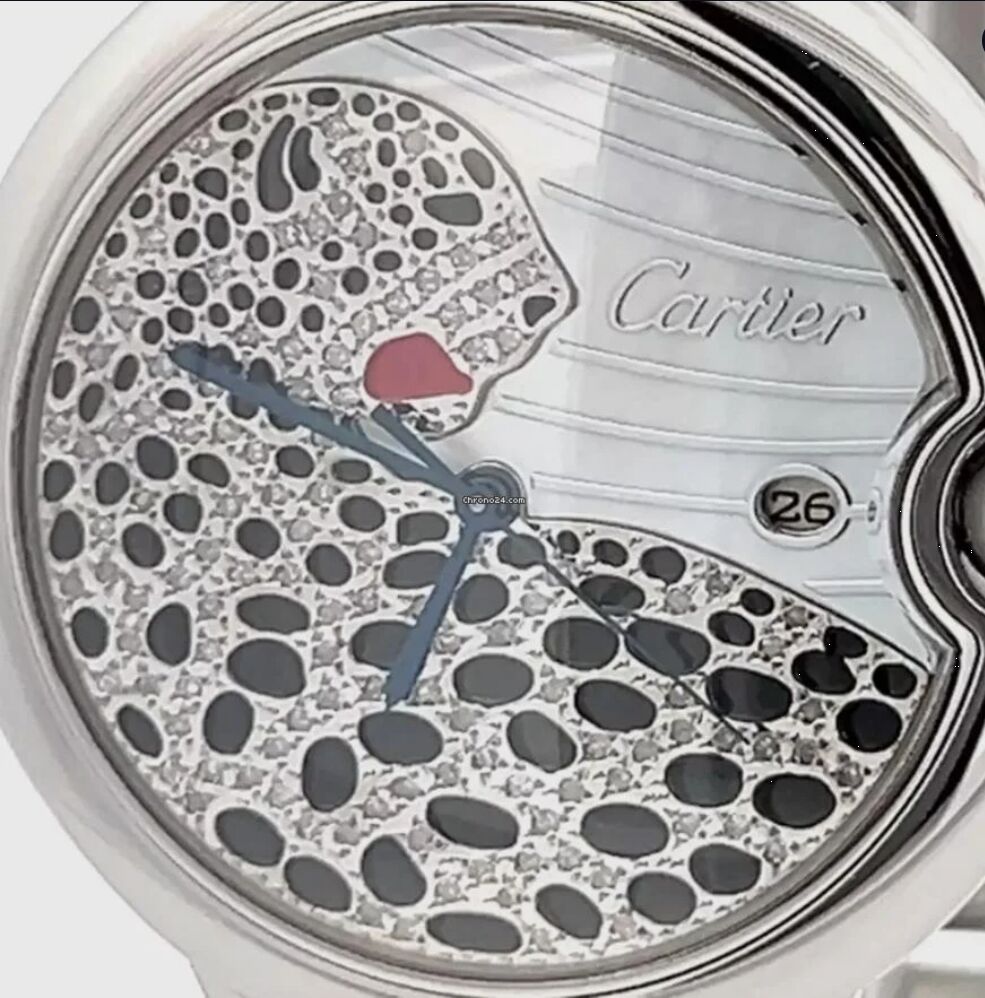 Mens Cartier Ballon Bleu Diamond Panther Dial