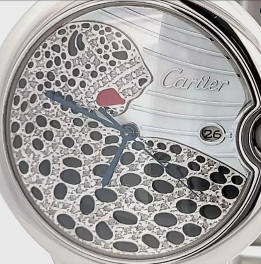Mens Cartier Ballon Bleu Diamond Panther Dial