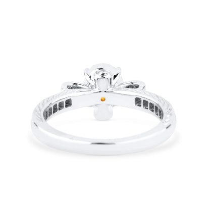 18K White Gold Statement Ring With 1.07 TCW Yellow Oval Shape Natural Diamond, GIA Certified