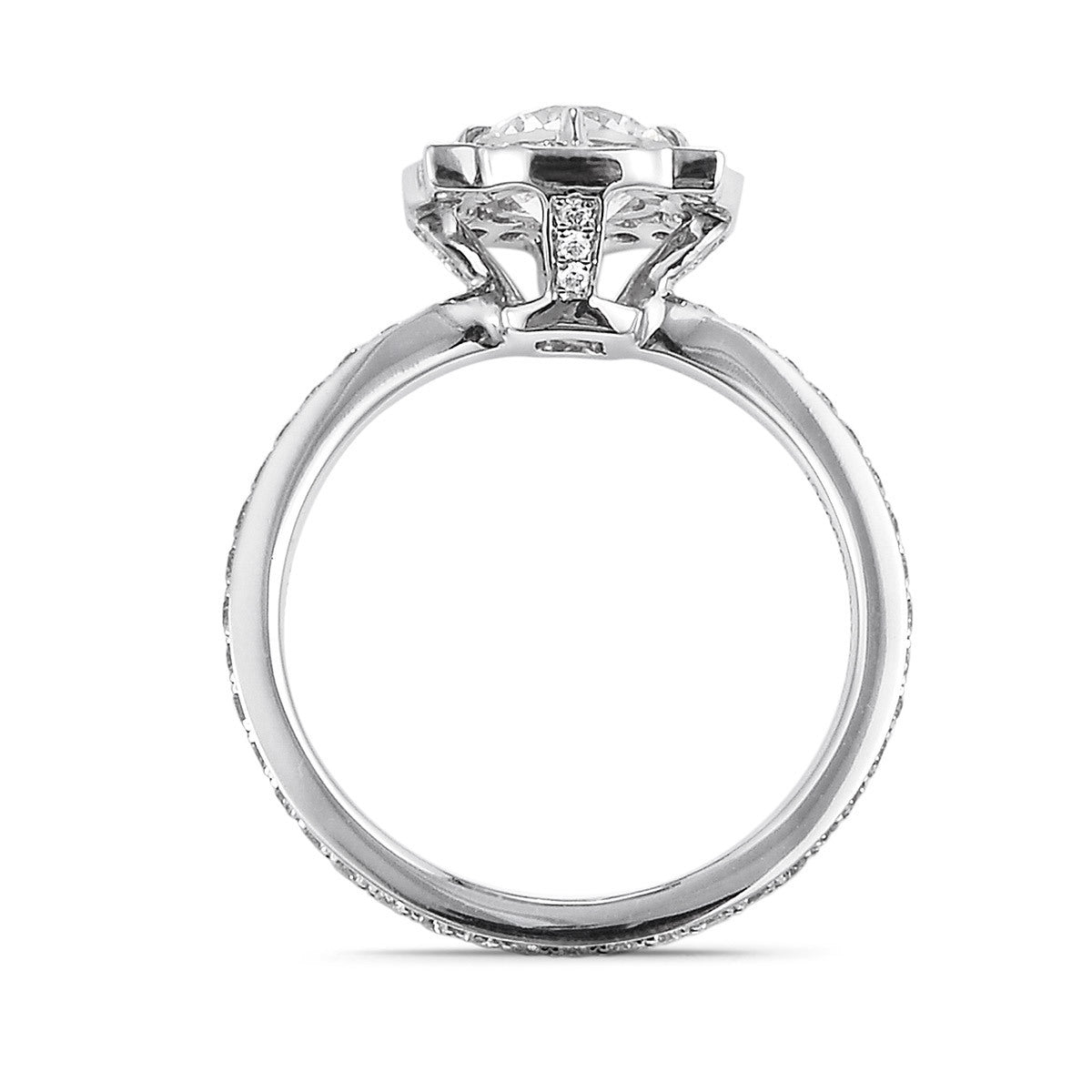 18K White Gold Statement Ring With 0.91 TCW Round Shape Natural Diamond, IGI Certified